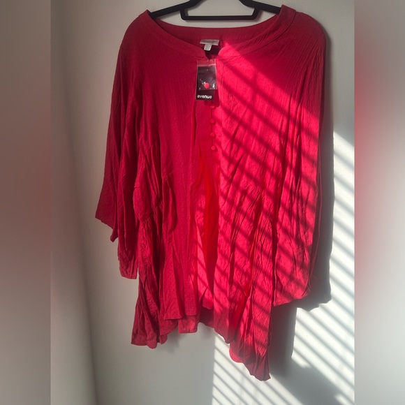 AVENUE Red Tunic Dobby Popover NWT Size 22/24 or 2X - Picture 3 of 16